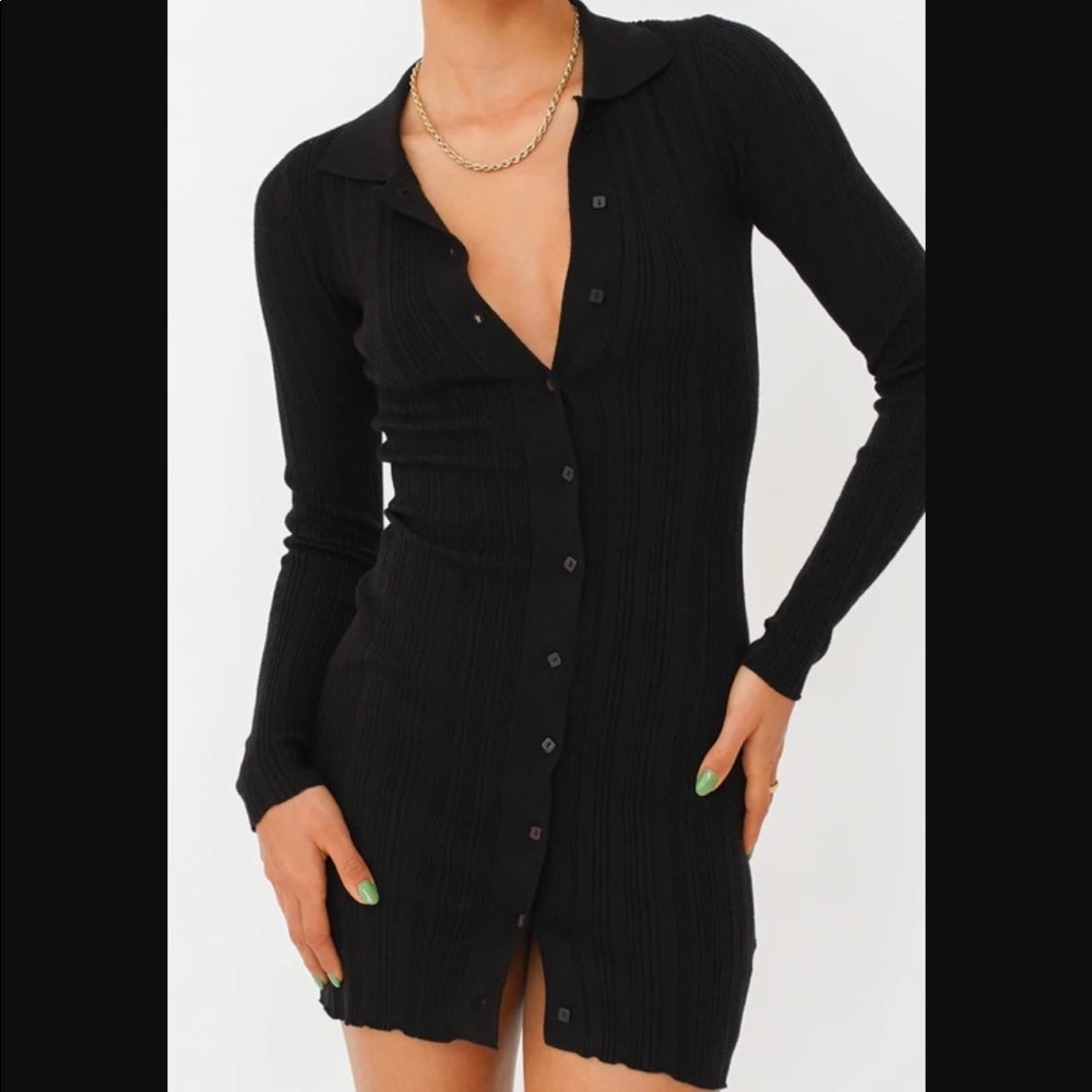 VRG GRL French feeling ribbed knit button mini